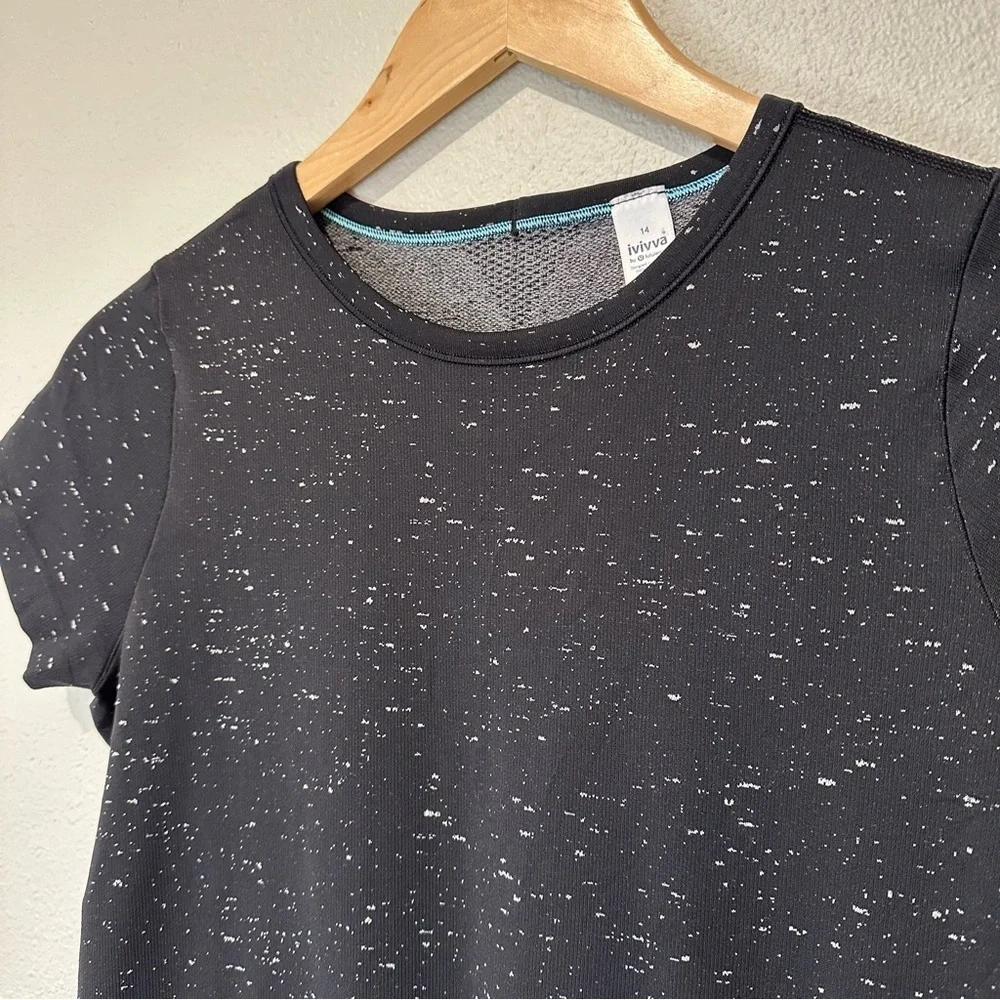 Ivivva by Lululemon Girls Black Speckled Short Sleeve Tee